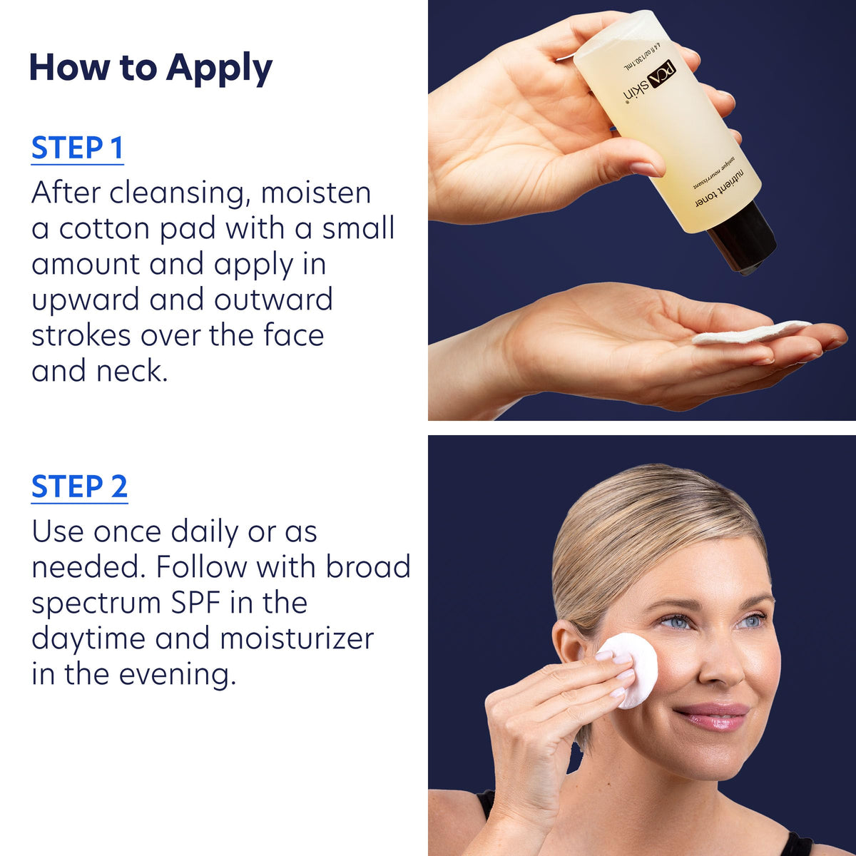 PCA SKIN application on cotton pad demonstrating cleansing benefit