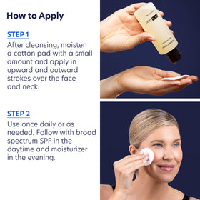 PCA SKIN application on cotton pad demonstrating cleansing benefit