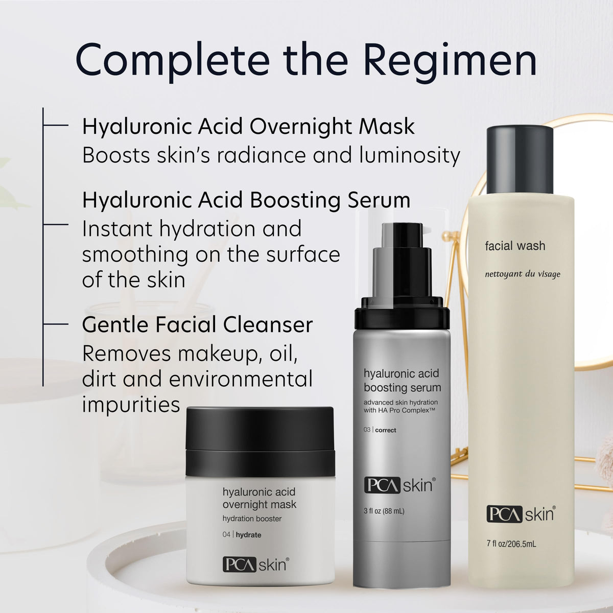 PCA SKIN jar staged in bathroom routine suggesting easy nightly use