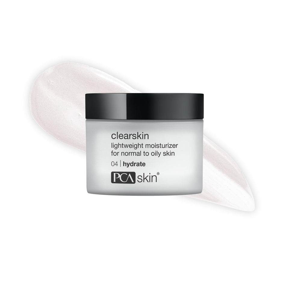 PCA SKIN Clearskin front jar showing packaging and quick-absorbing benefit