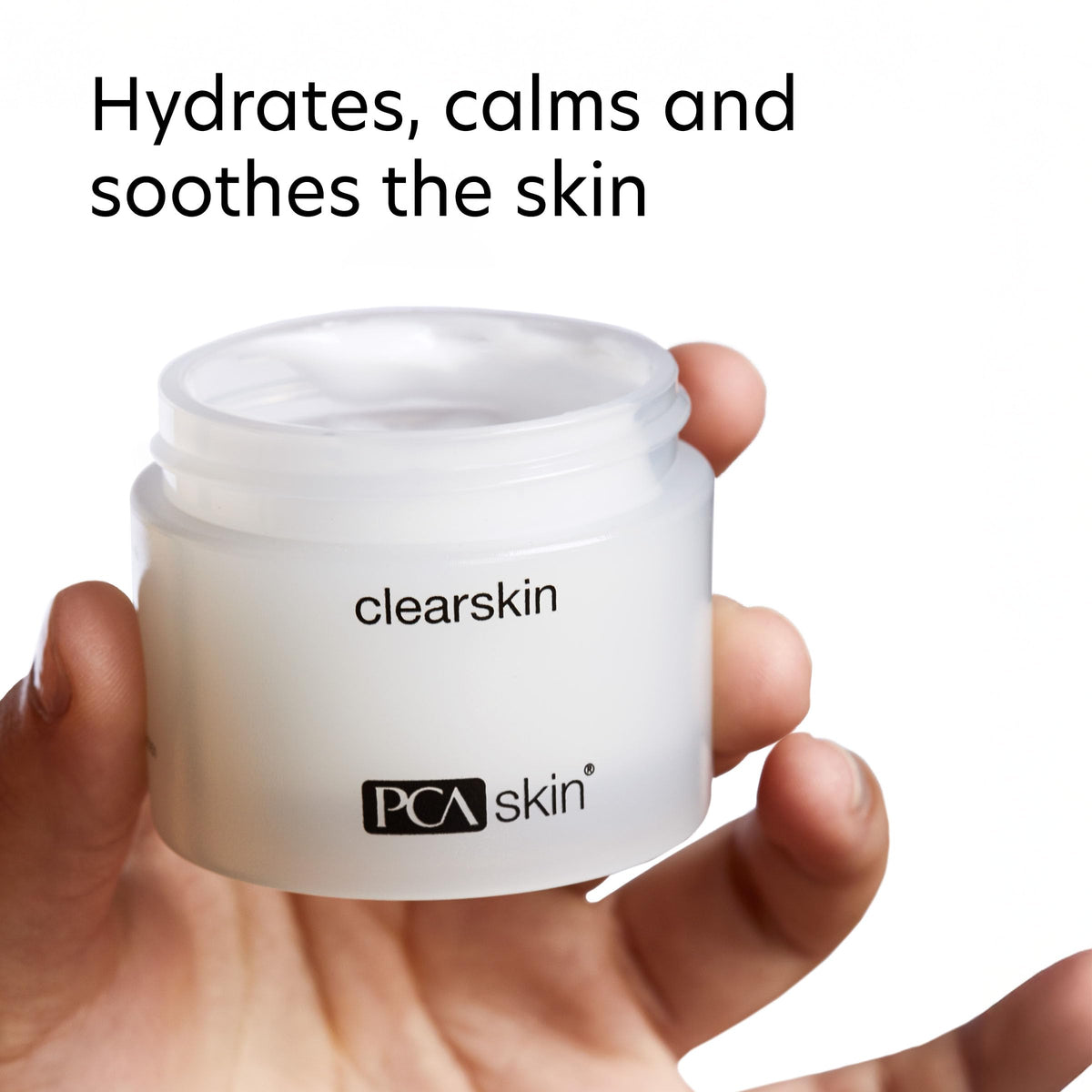 PCA SKIN Clearskin open jar top view showing smooth texture and easy use