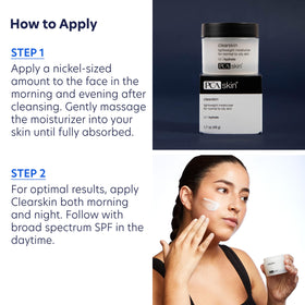 PCA SKIN Clearskin next to common items showing 1.7 oz scale and travel convenience