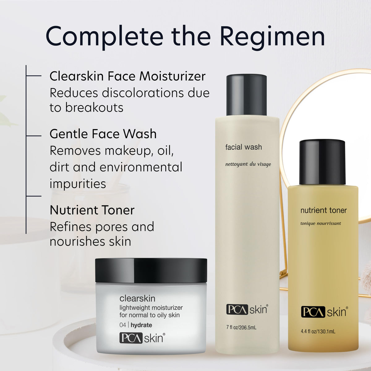 PCA SKIN Clearskin with cucumber slice conveying soothing, calming benefits