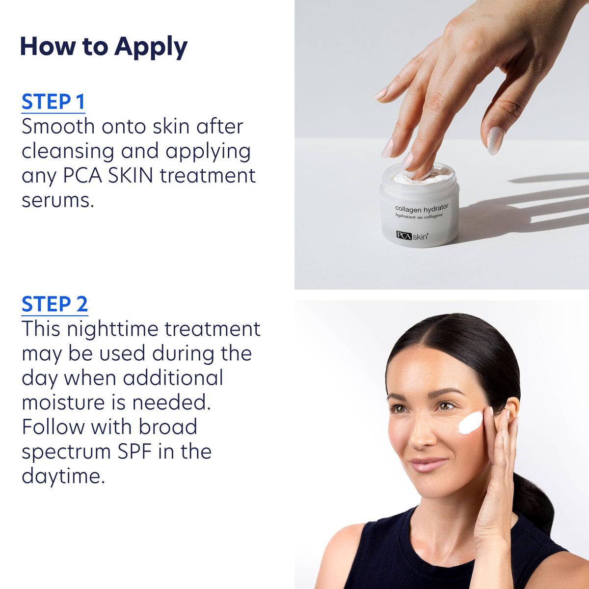 PCA SKIN cream on hand demonstrating lightweight application and hydration
