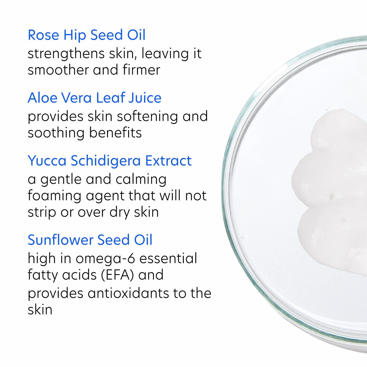 PCA SKIN cleanser dispensed in hand showing recommended amount benefit