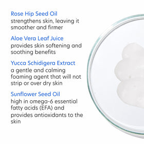 PCA SKIN cleanser dispensed in hand showing recommended amount benefit