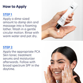 PCA SKIN label close-up on pump highlighting clean formulation benefit