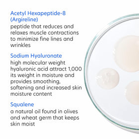PCA SKIN ExLinea ingredient showcase with squalene and hyaluronic acid for plumping