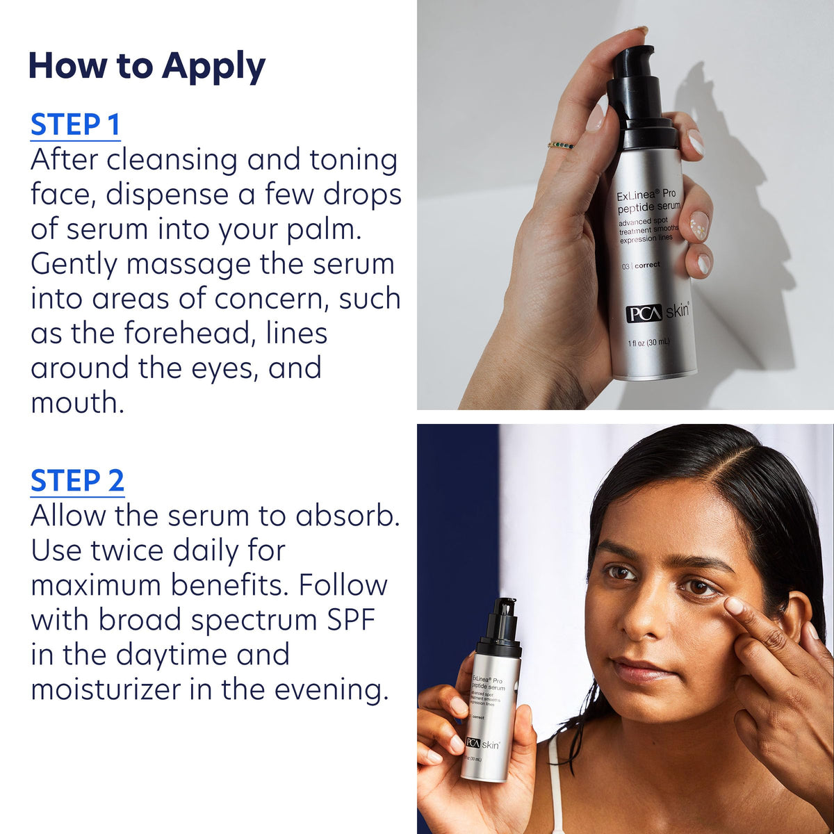 PCA SKIN targeting eye area to reduce crow’s feet and soften expression lines