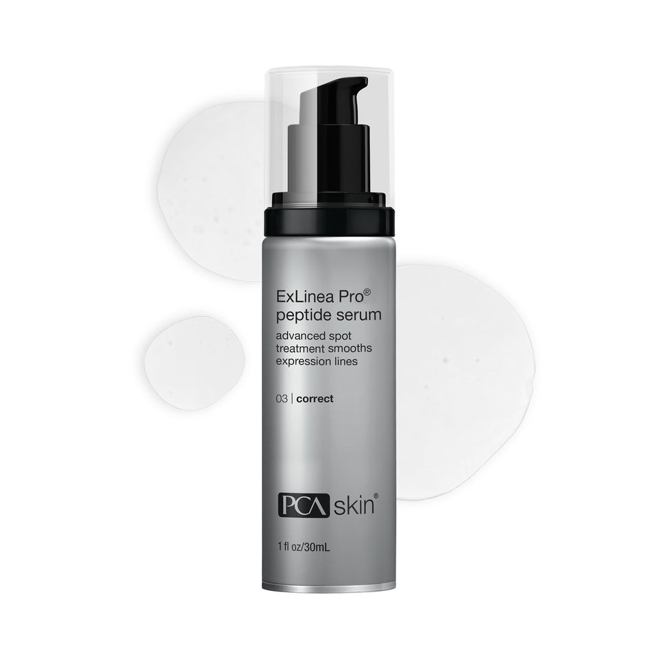 PCA SKIN front packaging shows serum bottle, clear branding and professional look