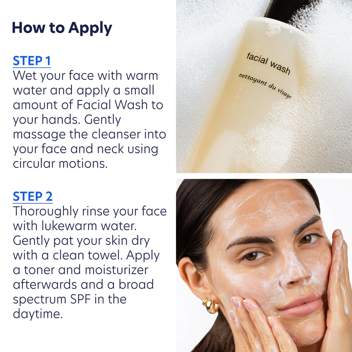 PCA SKIN applied to damp face illustrating gentle massage application