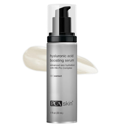 PCA SKIN front pump bottle showing serum packaging and easy dispensing benefit