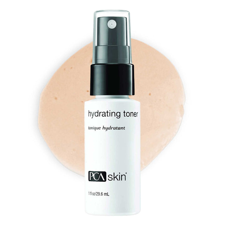 PCA SKIN hydrating face toner front bottle shows clean label and 1 fl oz size benefit hydration
