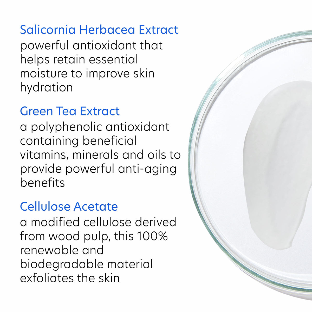PCA SKIN ingredients label close-up emphasizing natural extracts