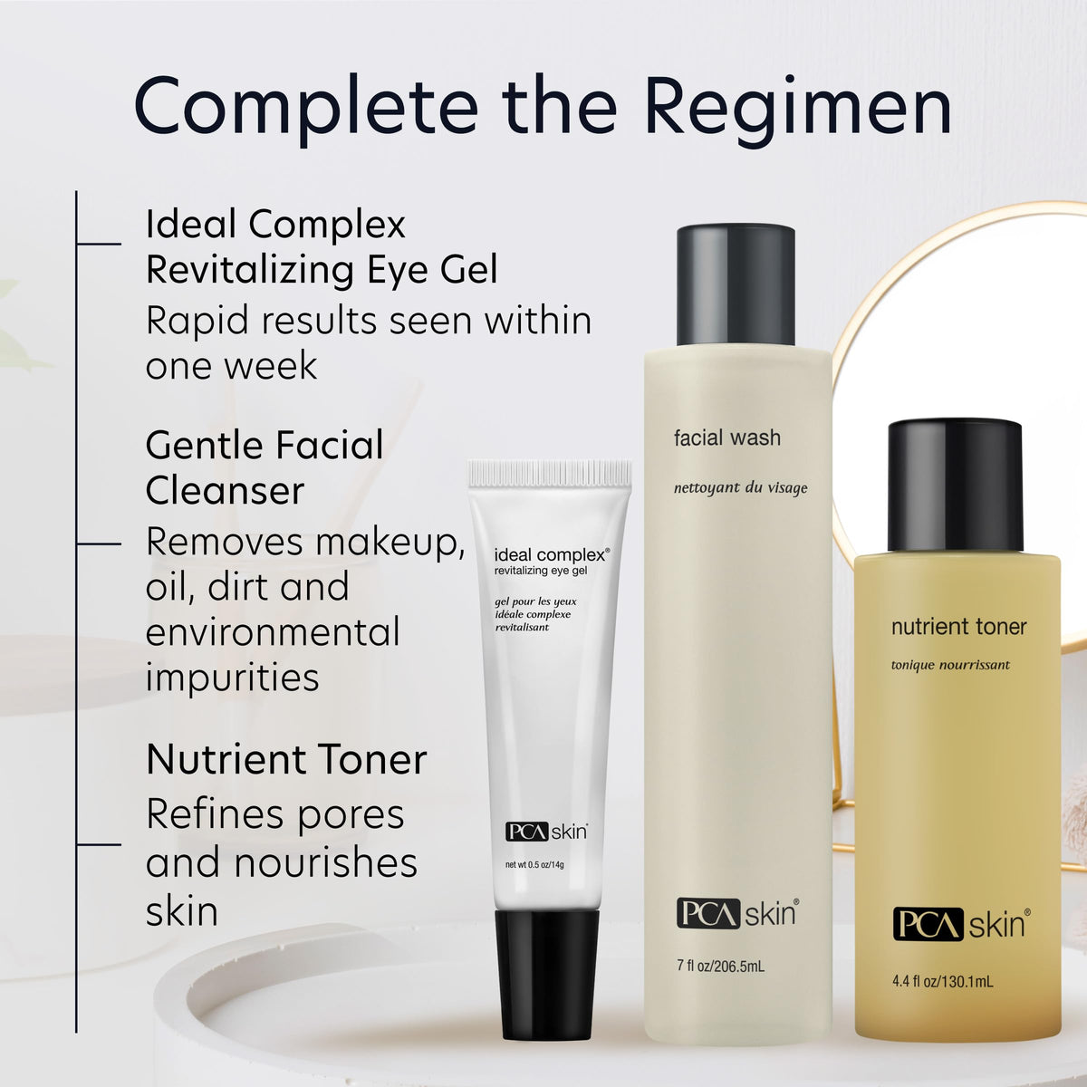 PCA SKIN on bathroom counter lifestyle shot suggesting easy morning routine use
