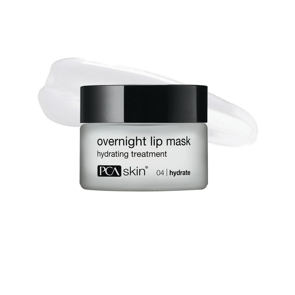 PCA SKIN front tube view showing compact travel-ready lip mask and hydration benefits