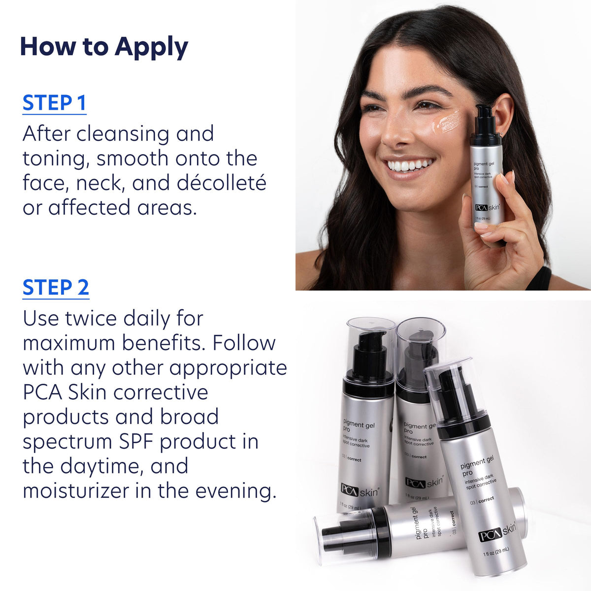 PCA SKIN pigment gel pro texture on fingertip highlighting lightweight absorption