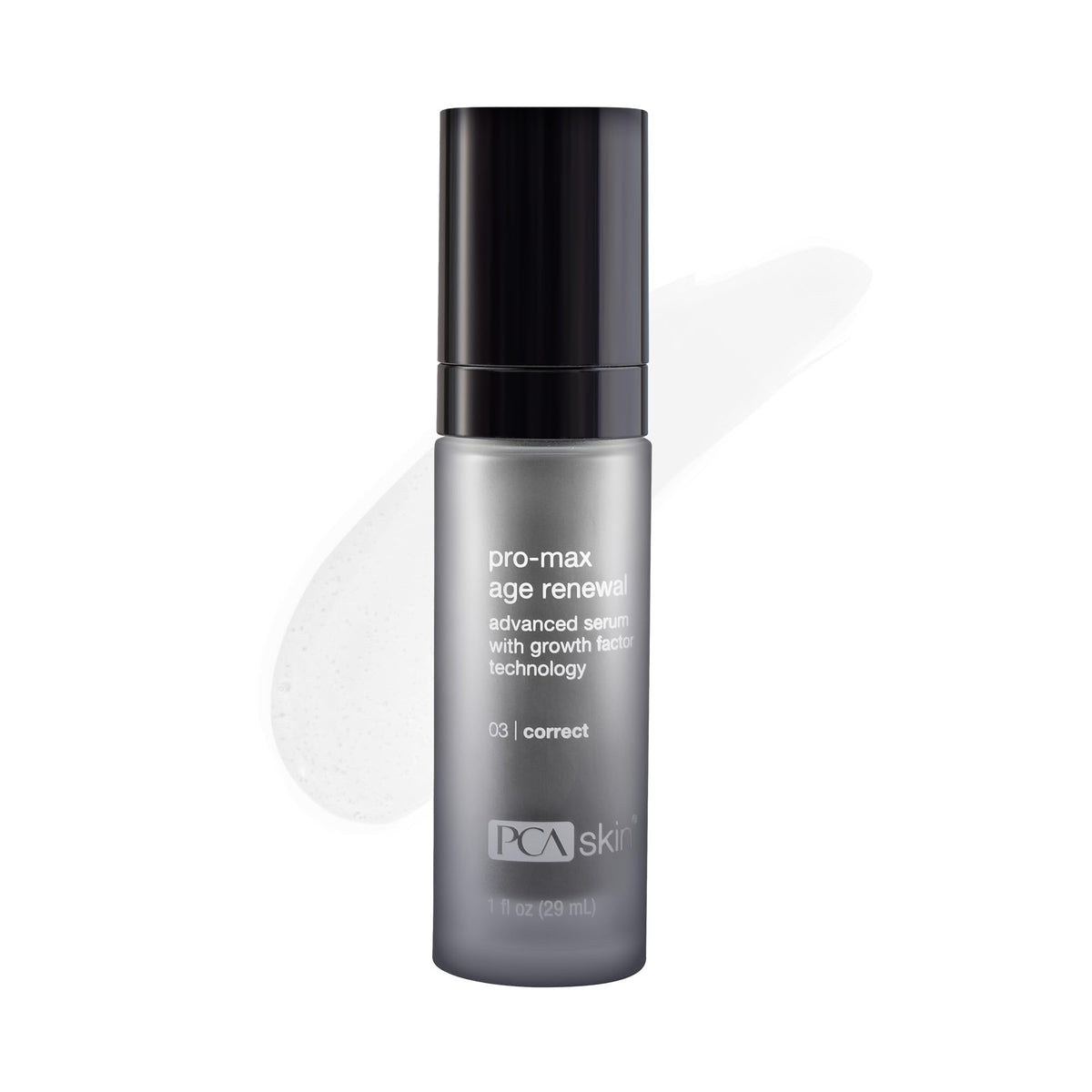 PCA SKIN front bottle shot showing sleek packaging and clear pump benefit