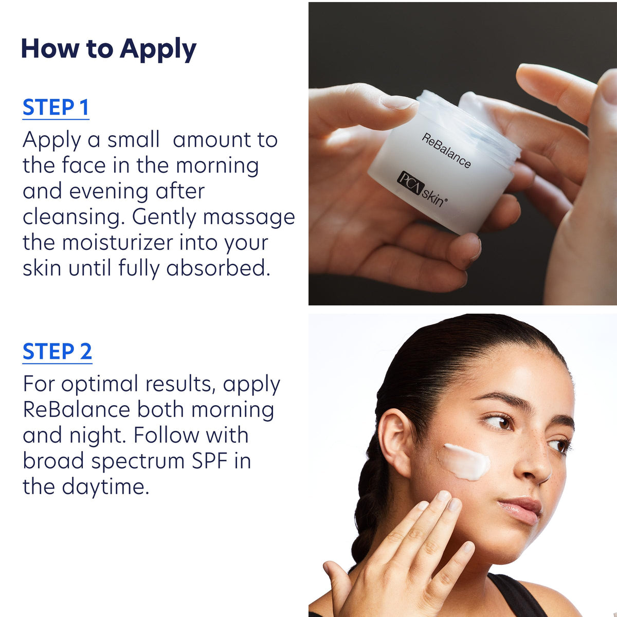 PCA SKIN jar held in hand to show 1.7 fl oz scale and travel-friendly size