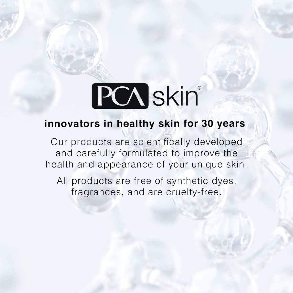 PCA SKIN toner bottle scale with cream illustrates product size and ideal layering benefit
