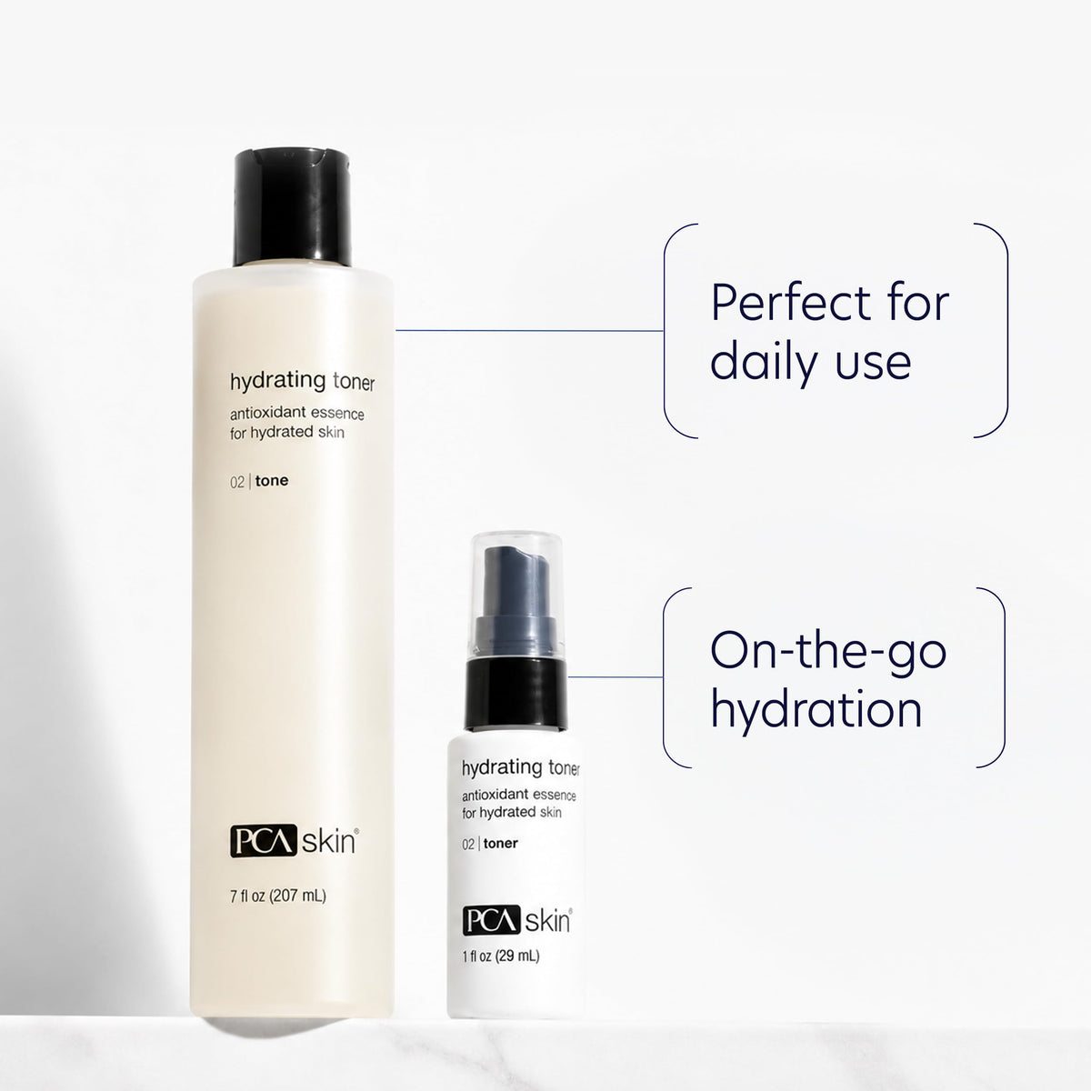 PCA SKIN hydrating toner applied to cotton pad demonstrates gentle effective cleansing