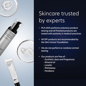 PCA SKIN applying treatment to damp face, shows proper usage and results