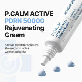 P.CALM open jar texture close-up showing lightweight cream for fast absorption