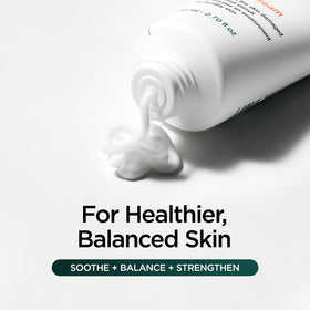 P.CALM cream texture close-up highlighting lightweight hydration benefit
