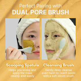 P.CALM mask in a spa-style setting showing relaxing skincare ritual