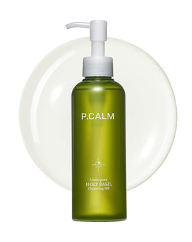 P.CALM front bottle showing product and branding for clear cleansing
