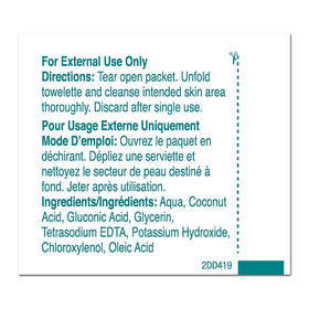 PDI wipe held in hand demonstrating easy on-the-go facial cleansing