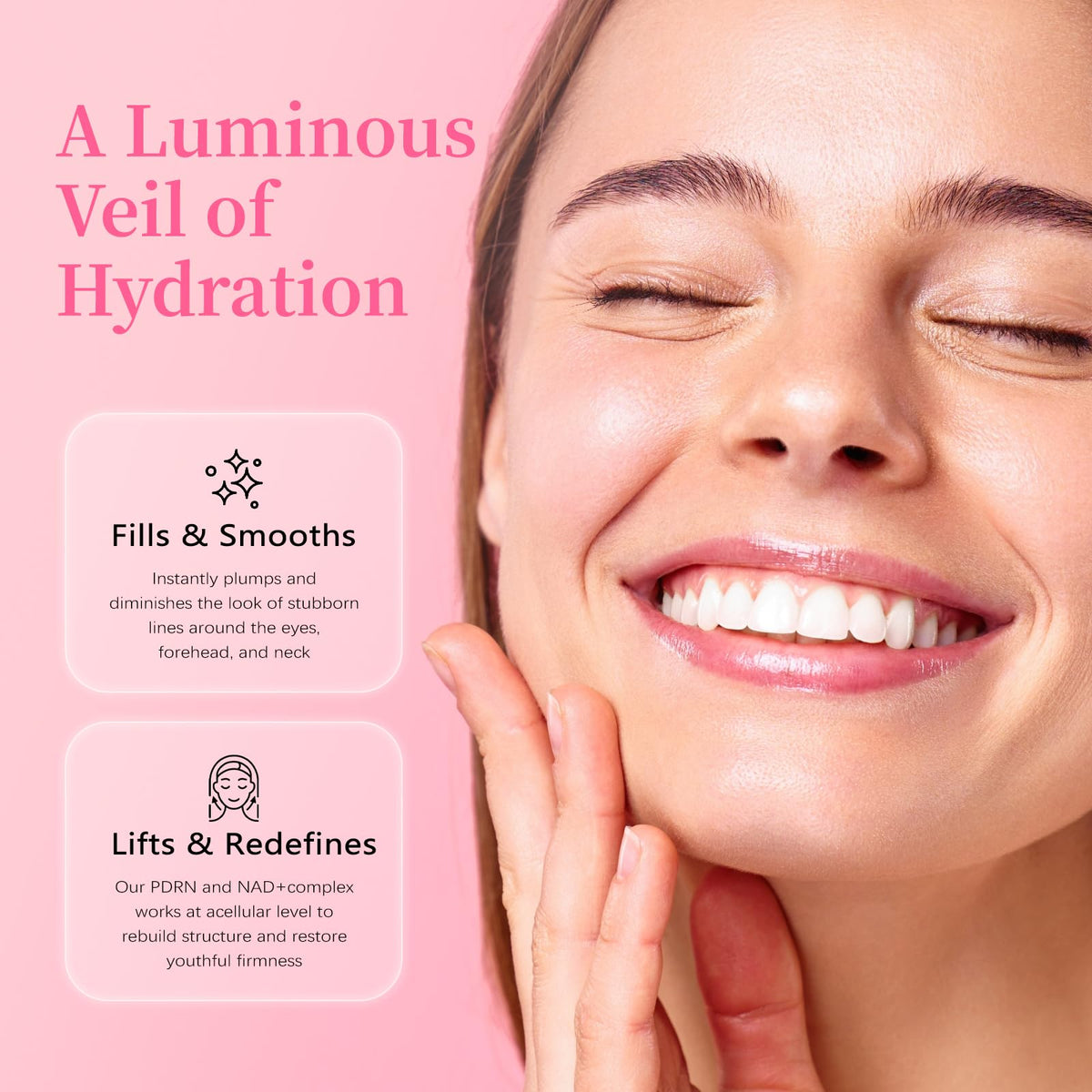 Generic PDRN lips and neck before and after showing plumper hydrated result benefit