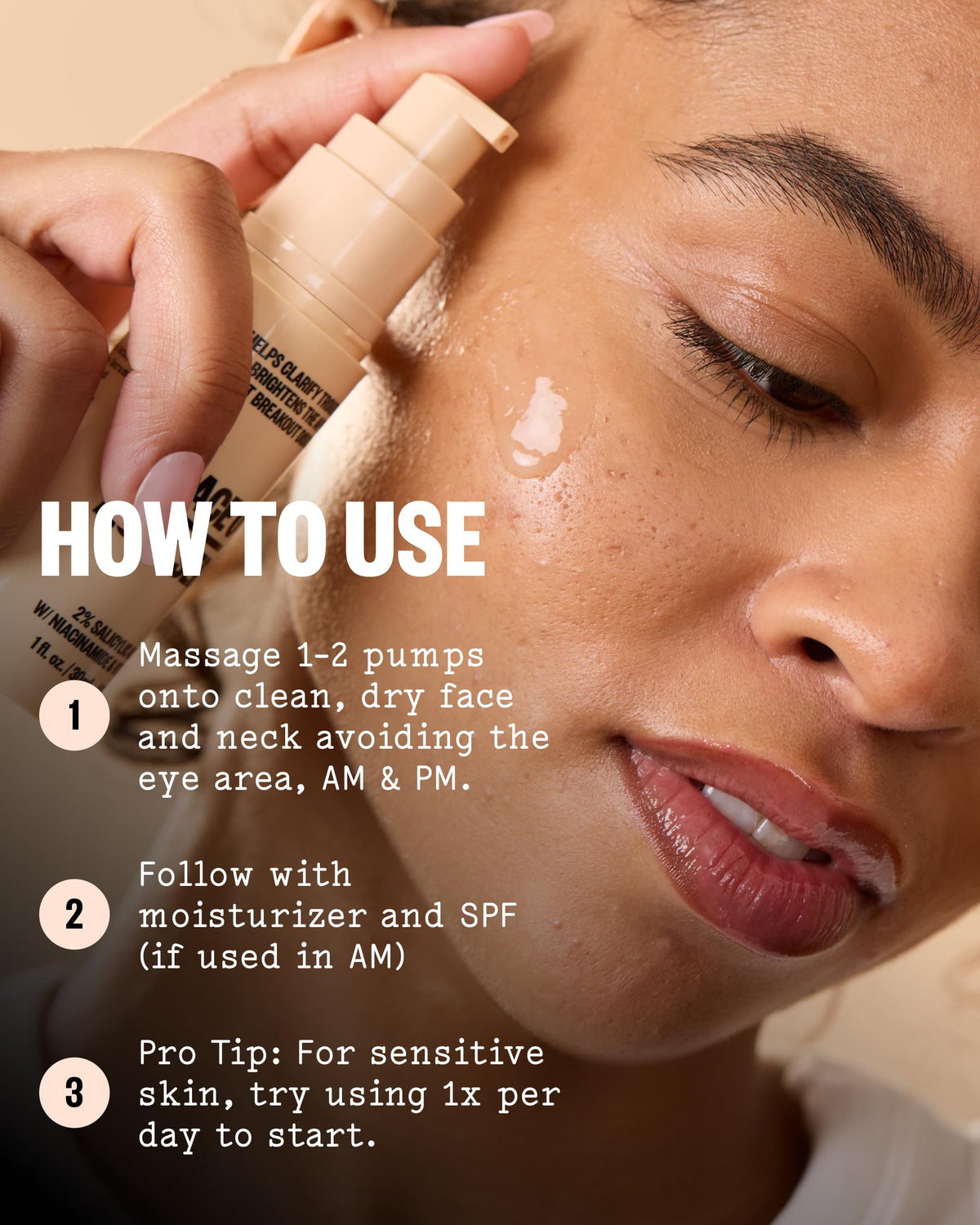 PEACE OUT serum smoothed on hand demonstrating quick absorption and non-greasy finish