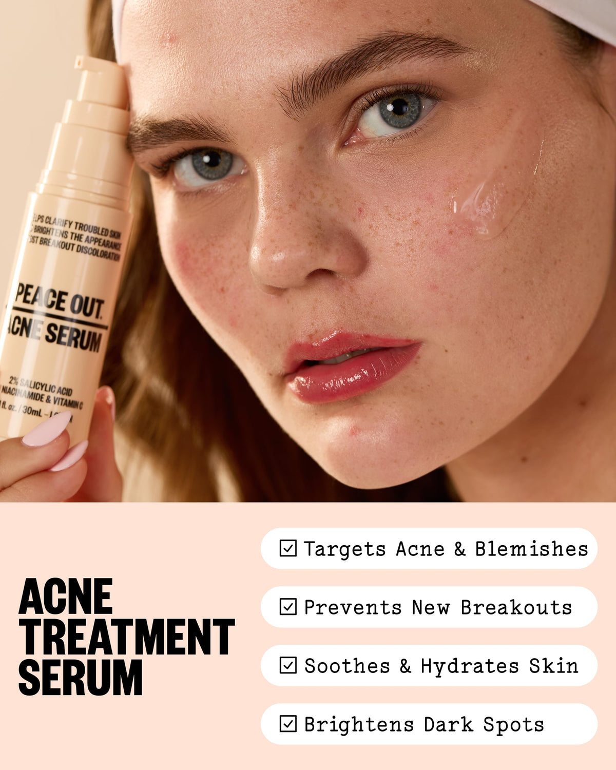 PEACE OUT gel texture close-up illustrating lightweight, fast-absorbing formula