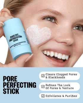 PEACE OUT close-up of stick texture demonstrating smooth glide for targeted exfoliation