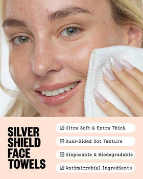 PEACE OUT close-up of dual-sided towel texture for gentle exfoliation and softness