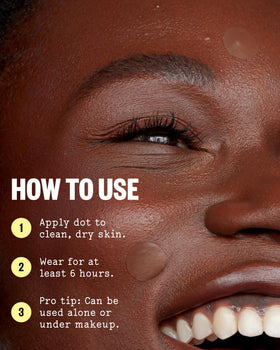 PEACE OUT patch under light foundation demonstrating makeup compatibility