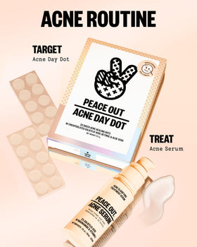 PEACE OUT removed dot showing absorbed impurities and single-use cleanliness benefit