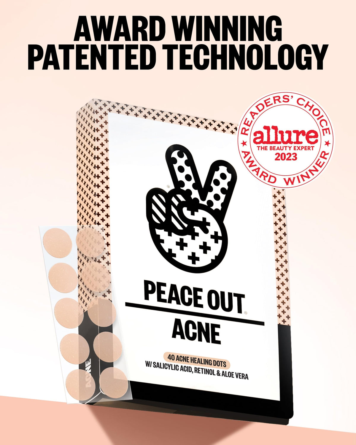 PEACE OUT patch held in hand for size comparison and easy portability