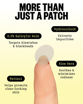 PEACE OUT patch under foundation illustrating makeup-friendly, low-profile wear