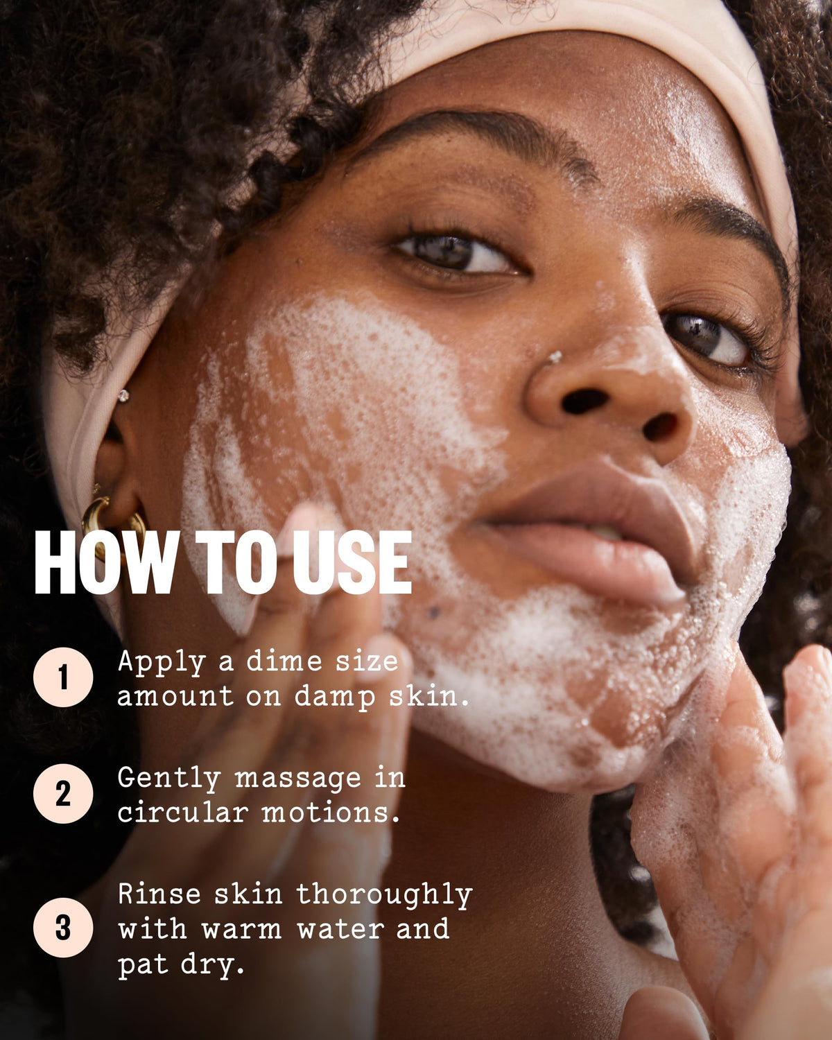 PEACE OUT being massaged on face illustrating acne-targeted cleansing benefit