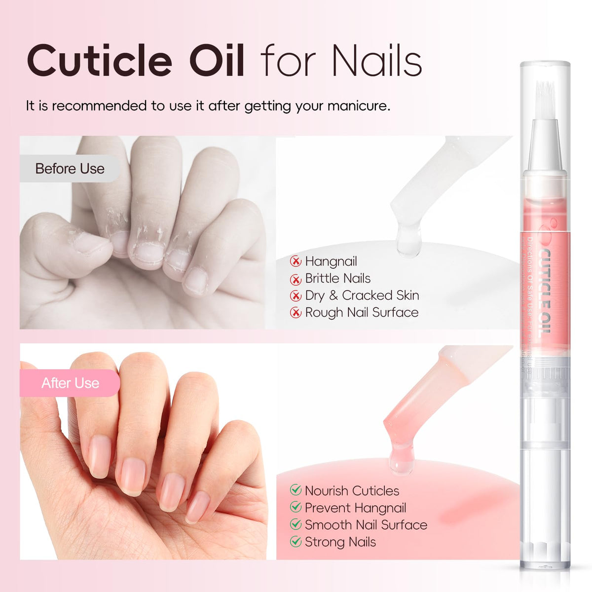 PEACECOLOR cuticle oil pen detail highlighting nourishing finish and easy application