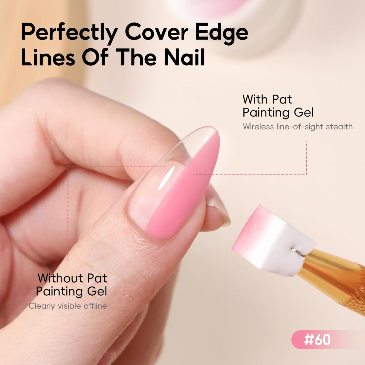 PEACECOLOR finished manicure with gradient and sticker accents showcasing salon results