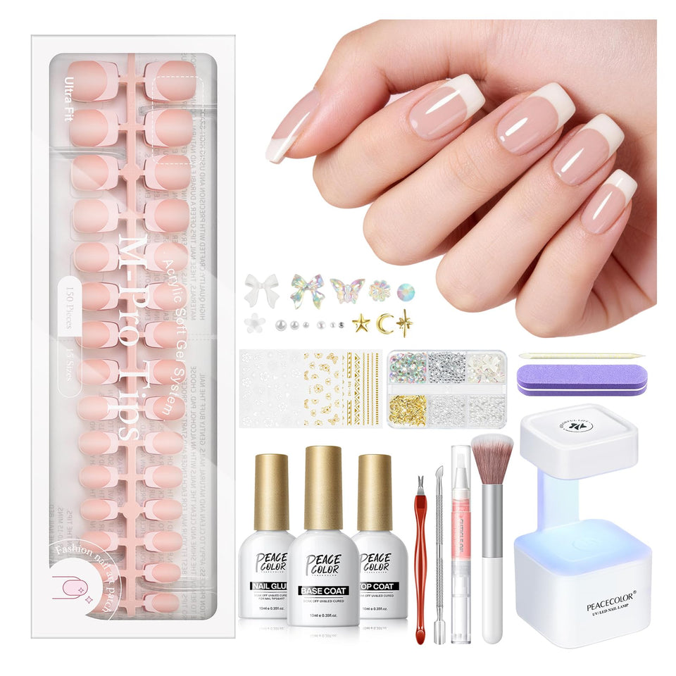 PEACECOLOR front packaging showing complete French press-on nail kit for easy gifting