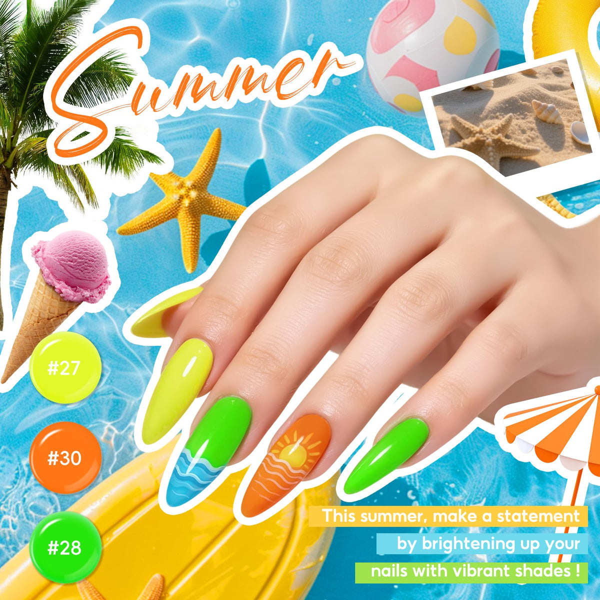 PEACECOLOR swatches of glossy, matte, gold and silver glitter top coats for finish variety