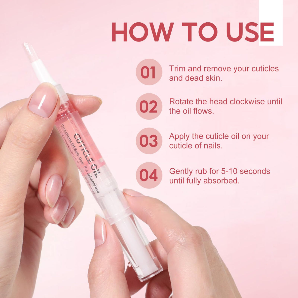 PEACECOLOR hand with manicure using a pen for polished nails benefit