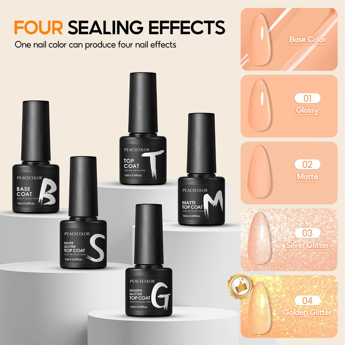 PEACECOLOR salon-style finished nails showcasing long-lasting shine and professional look