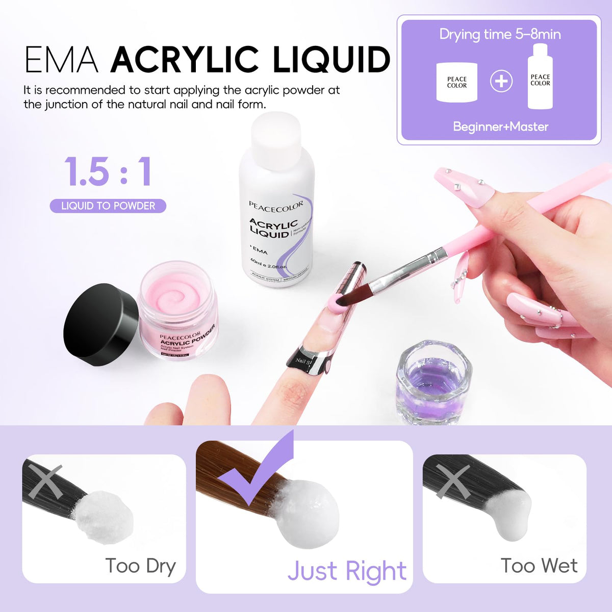 PEACECOLOR UV lamp with three gel polishes curing glossy finishes quickly