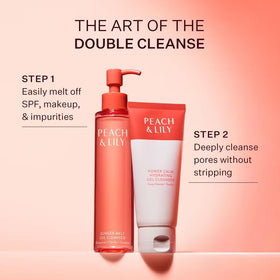 Peach & Lily bottle styled in bathroom for routine-friendly appeal