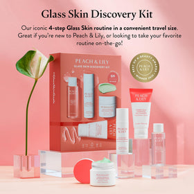 Peach & Lily cleanser pump close-up showing gentle gel texture and calming benefit